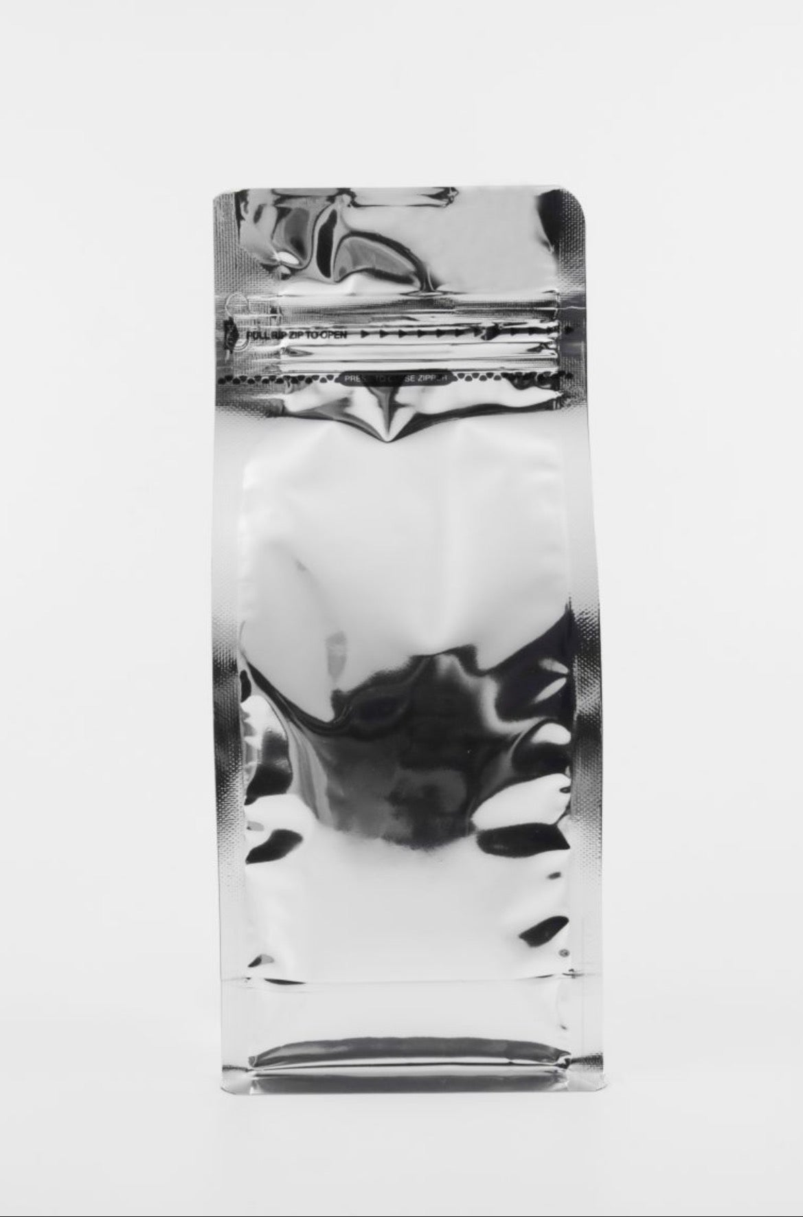 Grey Metalized Flat Bottom Packaging with Zip-Lock