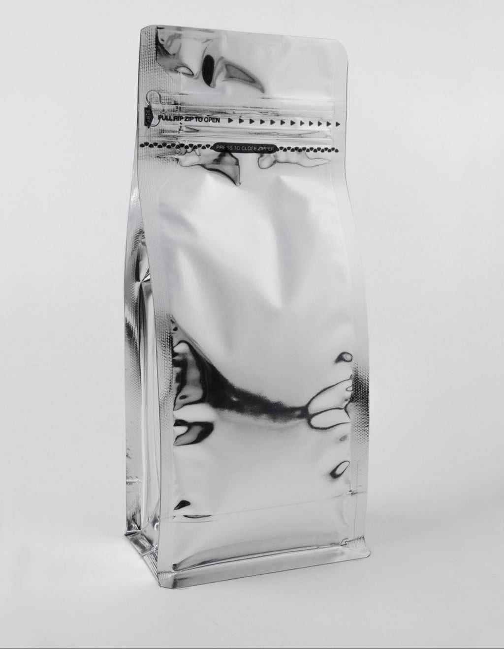 Grey Metalized Flat Bottom Packaging with Zip-Lock