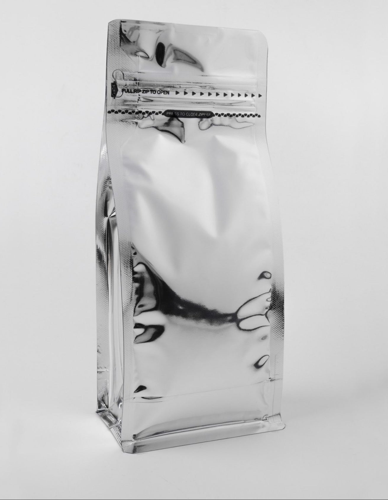 Grey Metalized Flat Bottom Packaging with Zip-Lock