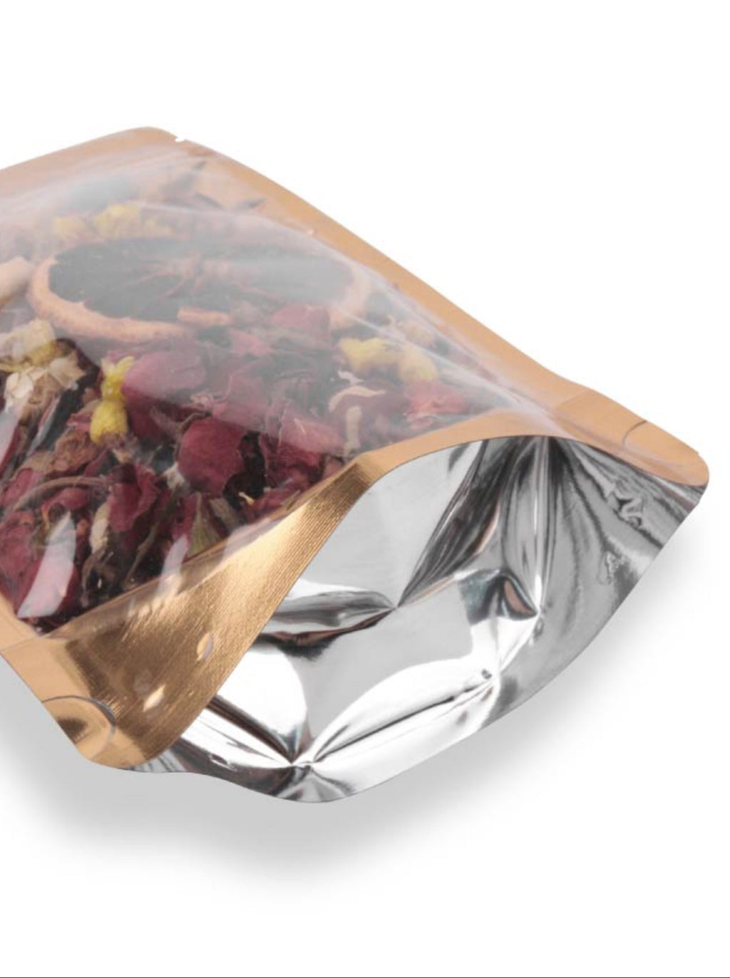 Transparent Gold Metalized Doypack With Zip