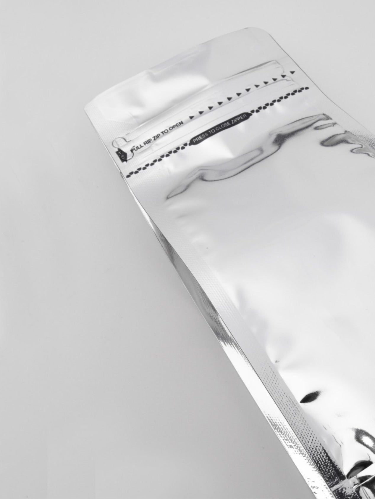 Grey Metalized Flat Bottom Packaging with Zip-Lock