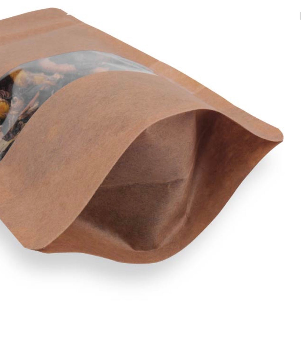 Windowed Kraft Stand-Up Pouch With Zip