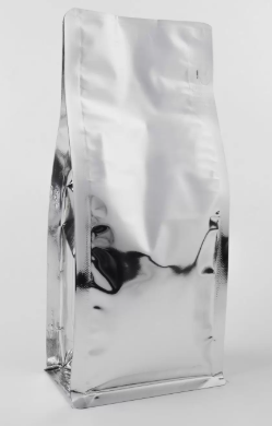 Grey Metalized Flat Bottom Packaging with Zip-Lock