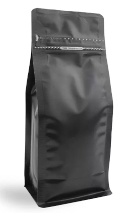Matte Black Metalized Flat Bottom Packaging with Zip-Lock