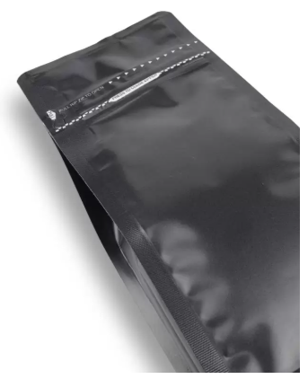 Matte Black Metalized Flat Bottom Packaging with Zip-Lock