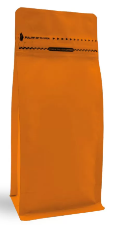 Matte Orange Metalized Flat Bottom Packaging with Zip-Lock