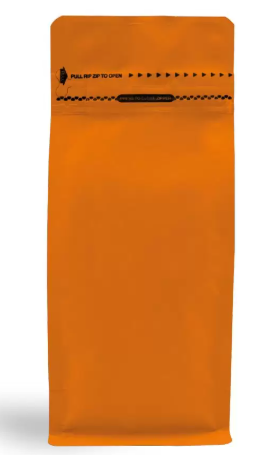 Matte Orange Metalized Flat Bottom Packaging with Zip-Lock
