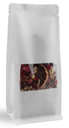 Windowed White Kraft Flat Bottom Packaging