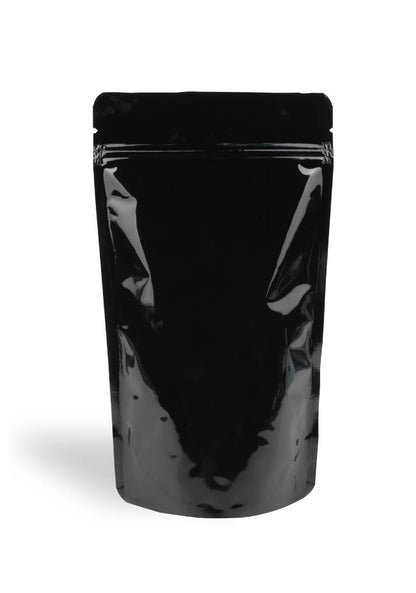 OTTO&ONE black aluminium stand-up pouch with zip – front view