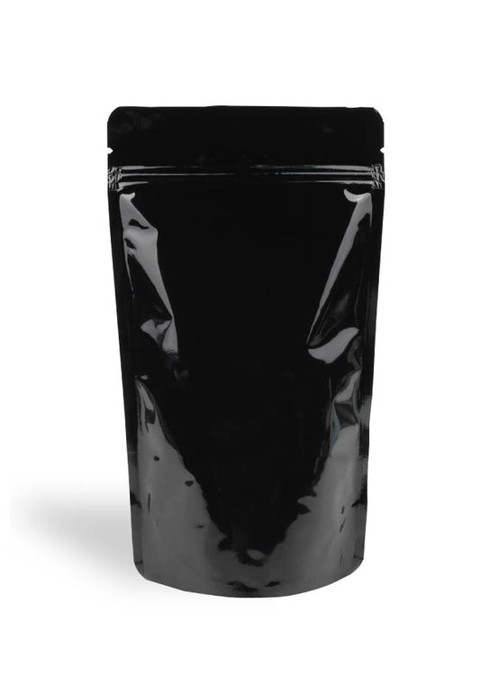 OTTO&ONE black aluminium stand-up pouch with zip – front view