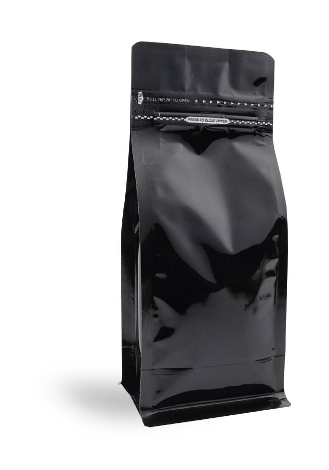 OTTO&ONE black flat-bottom pouch with zip – angled view