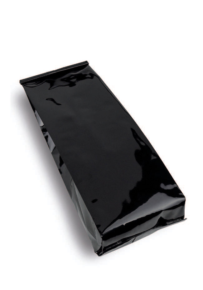 OTTO&ONE black gusseted pouch – laid-down angled view