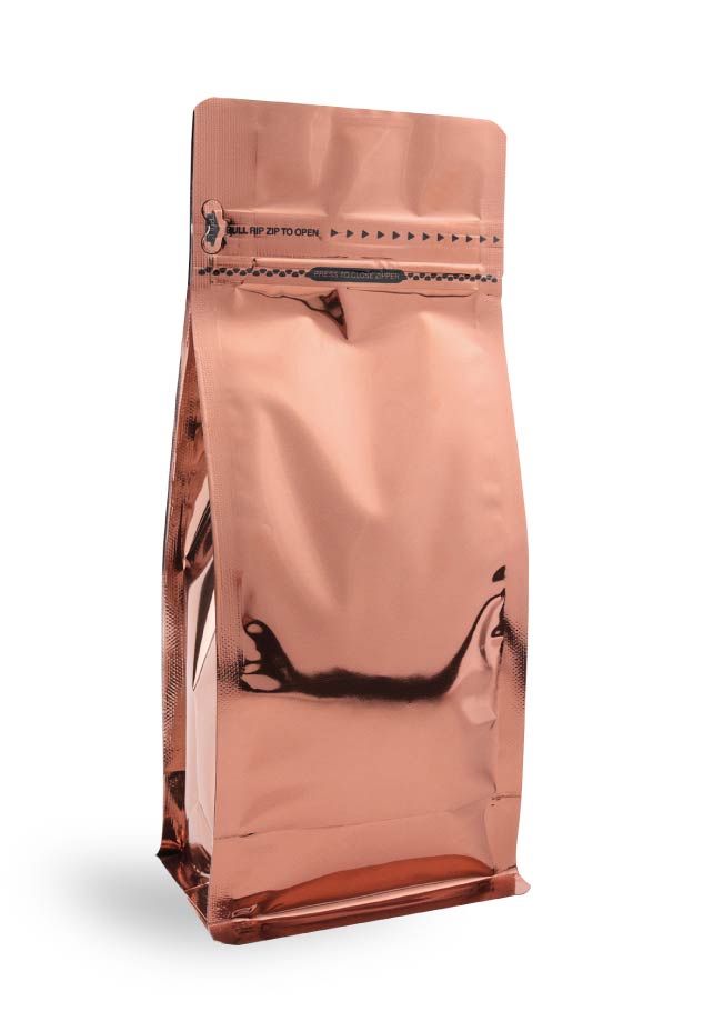 OTTO&ONE bronze flat-bottom pouch with zip – angled view