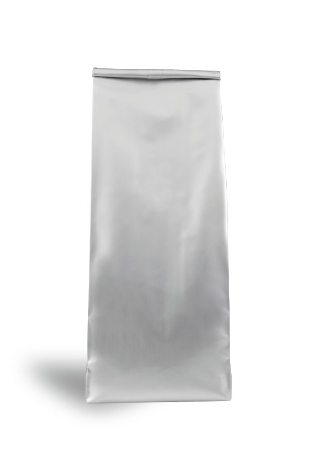 OTTO&ONE grey aluminium gusseted pouch – front view