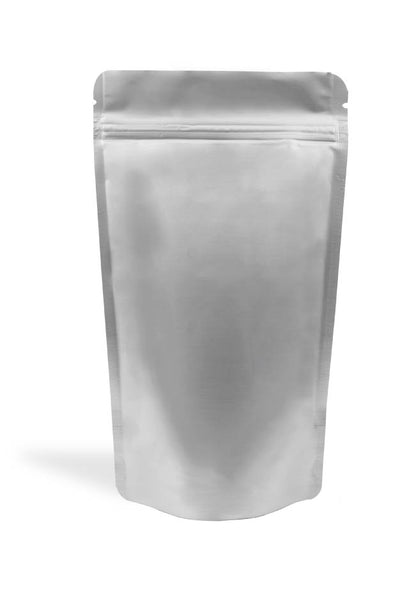 OTTO&ONE grey aluminium stand-up pouch with zip – front view