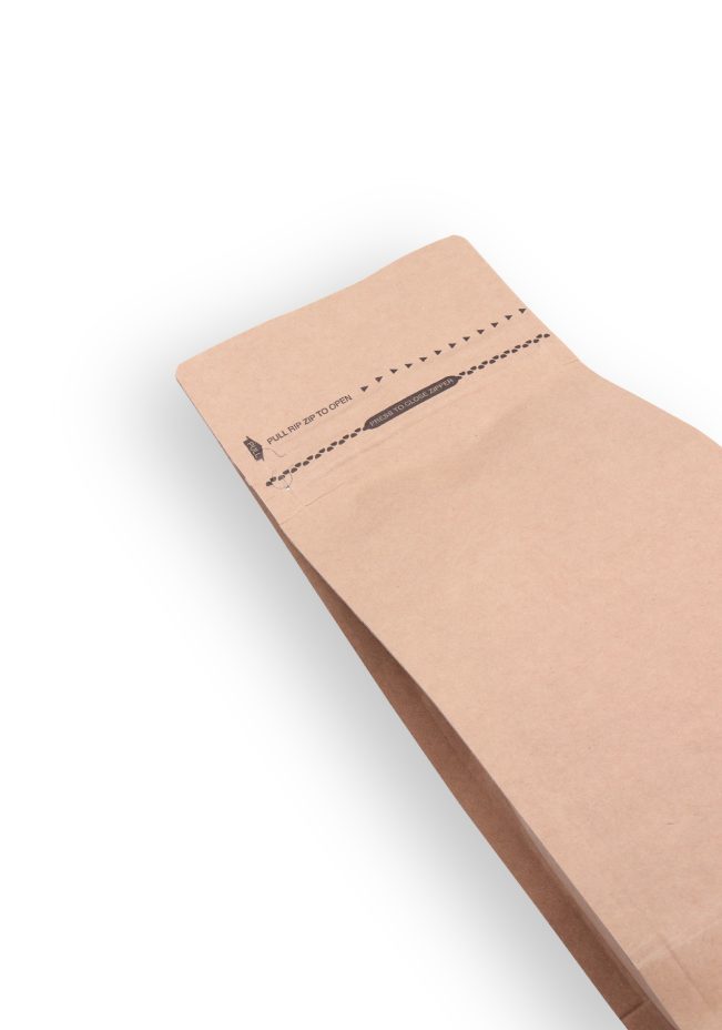 OTTO&ONE kraft flat-bottom pouch with zip – zip detail view