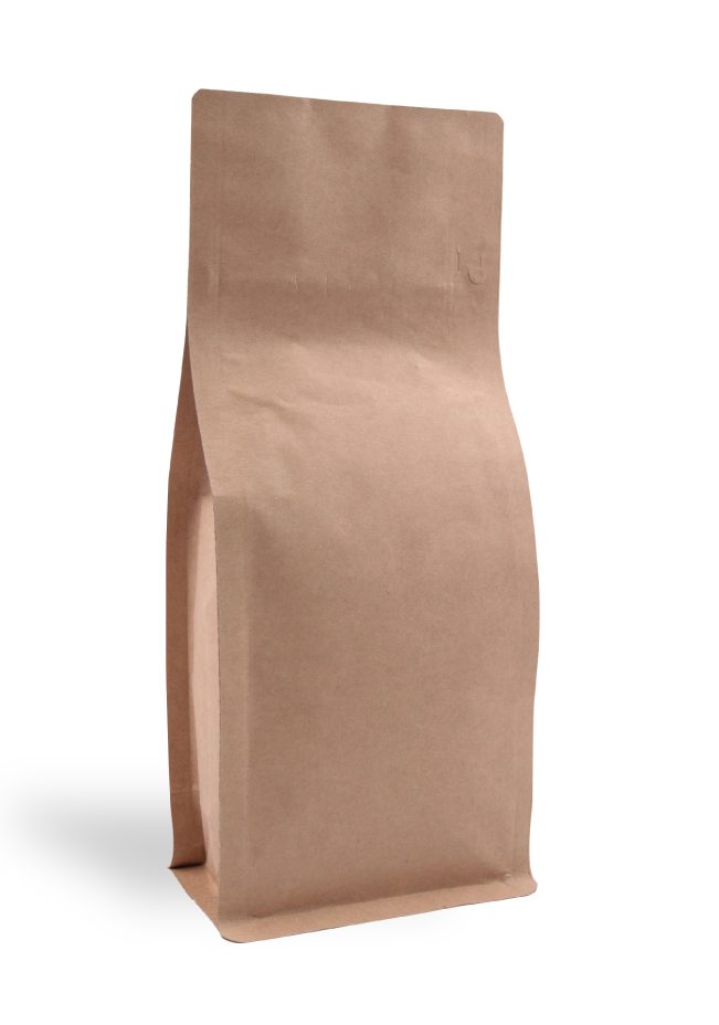 OTTO&ONE kraft flat-bottom pouch without zip – angled view
