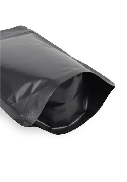 OTTO&ONE matte black aluminium stand-up pouch, expanded bottom gusset detail