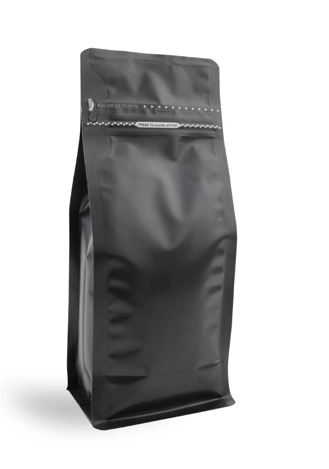 OTTO&ONE matte black flat-bottom pouch with zip – angled view
