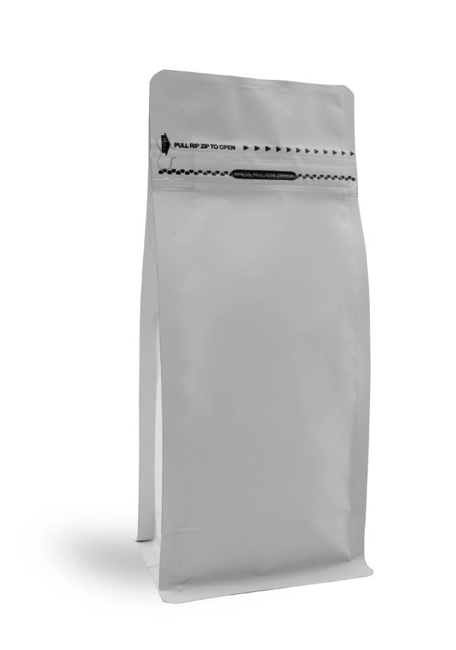 OTTO&ONE matte white flat-bottom pouch with zip – angled view