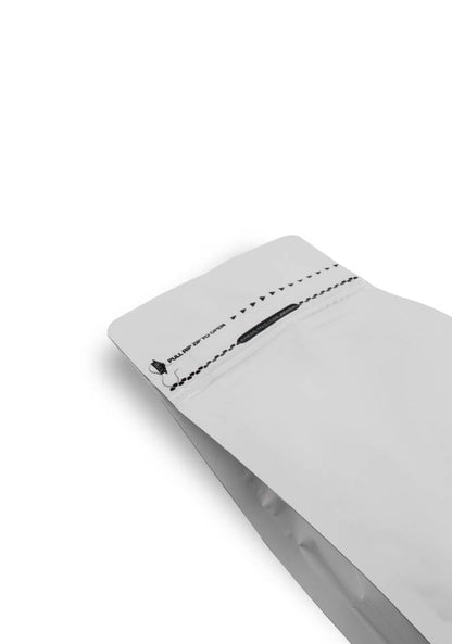 OTTO&ONE matte white flat-bottom pouch with zip – zip detail view
