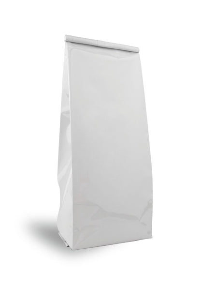 OTTO&ONE matte white gusseted pouch – standing angled view