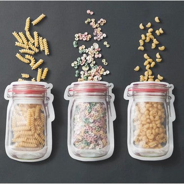 OTTO&ONE transparent jar-style stand-up pouches filled with pasta and cereal