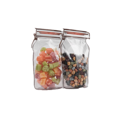 OTTO&ONE transparent jar-style stand-up pouches with zip, shown filled with sweets