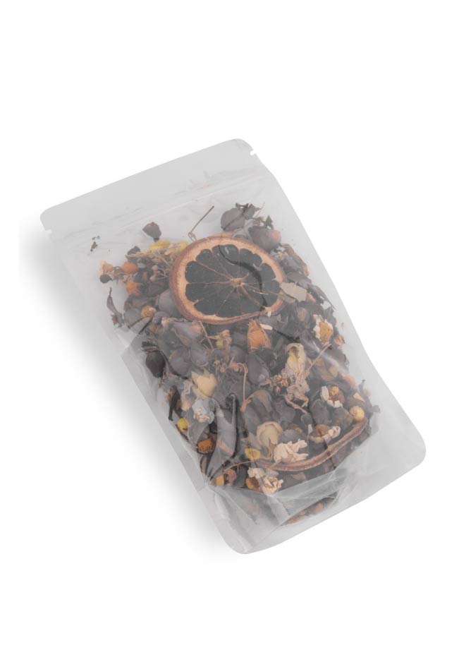 OTTO&ONE transparent stand-up pouch with zip – angled view
