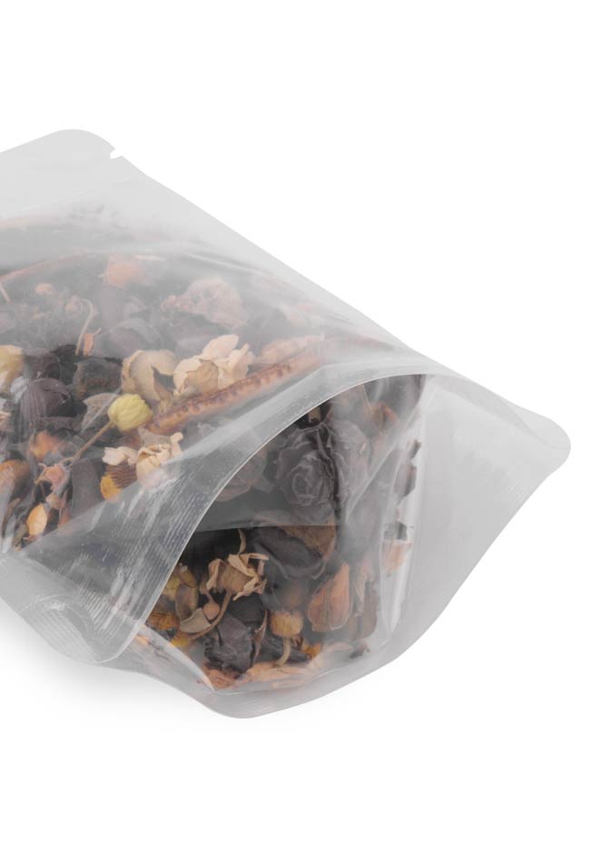 OTTO&ONE transparent stand-up pouch with zip – bottom gusset detail